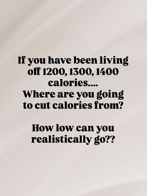 Text post from Kelly's Instagram asking where you would cut calories from if you are living off 1200 to 1400 calories